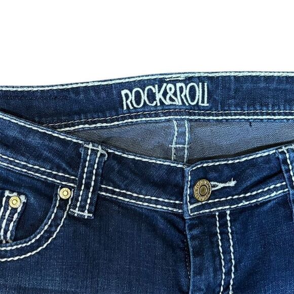Rock & Roll Cowgirl Women's Wide-Leg Jeans 32x32 dark Wash Blue Denim - Picture 6 of 12